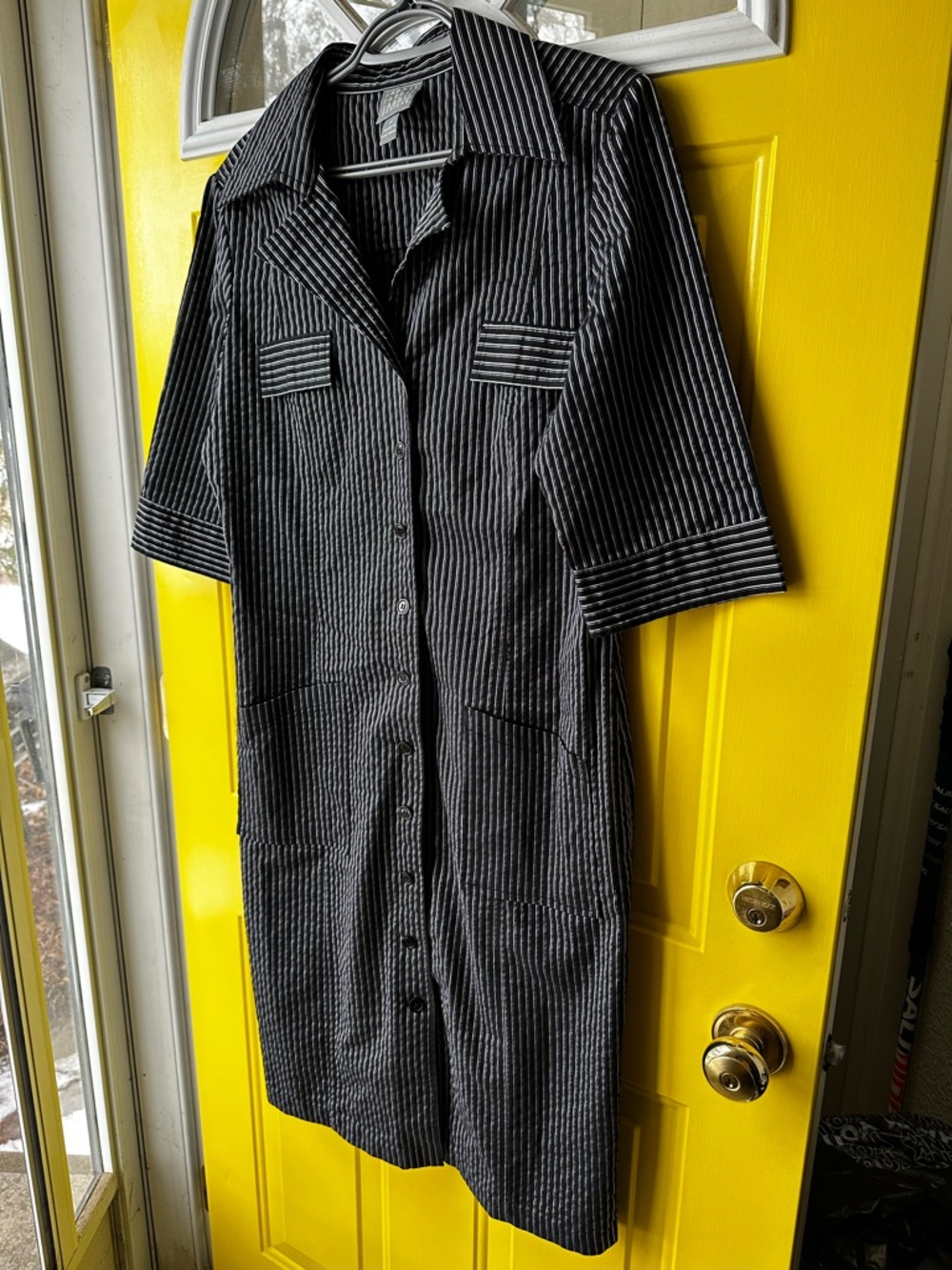 rabbit rabbit rabbit designs Striped Black Button-Front Light-weight Jacket